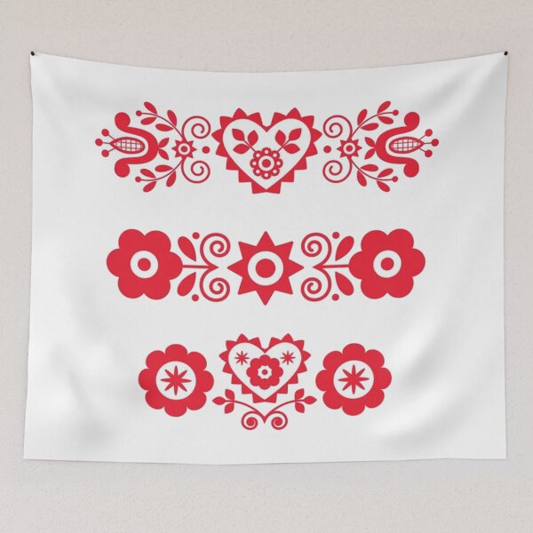 Item preview, Diseño popular húngaro, flores y corazones rojos del folklore. designed and sold by MuciMuki.