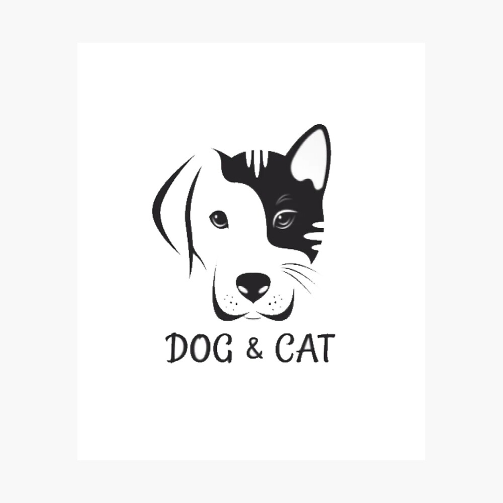 Dog and cat face design on a white background pet Poster