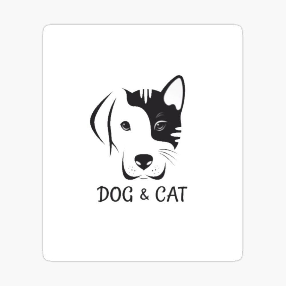 Dog and cat face design on a white background pet Poster
