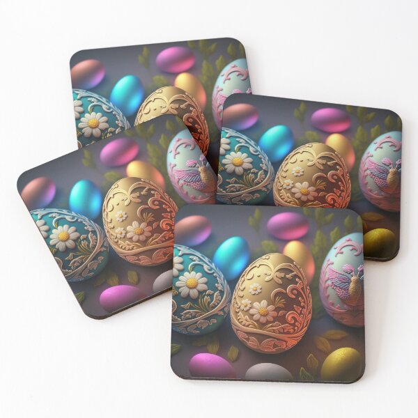 Item preview, Easter eggs with flowers pattern design, vintage colors and luminous light 1 designed and sold by jetaiart.