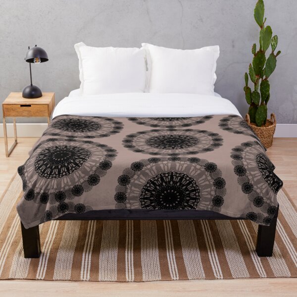 Item preview, Floral Black Mandala on Pastel Brown designed and sold by mandalahaze.