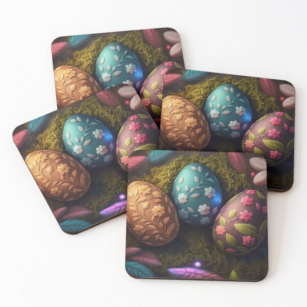 Item preview, Easter eggs with flowers pattern design, vintage colors and luminous light 2 designed and sold by jetaiart.