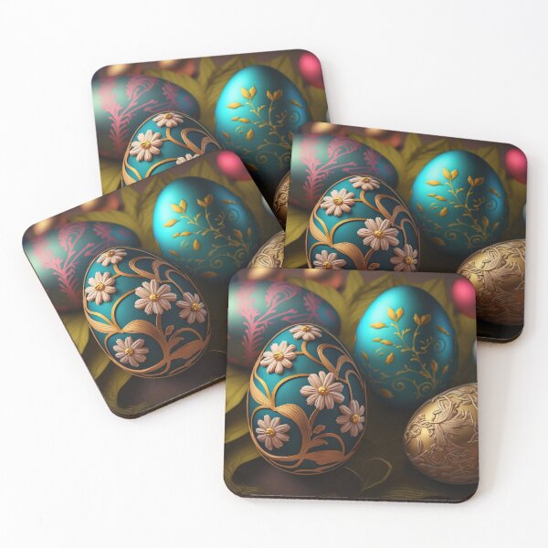 Item preview, Easter eggs with flowers pattern design, vintage colors and luminous light 3 designed and sold by jetaiart.