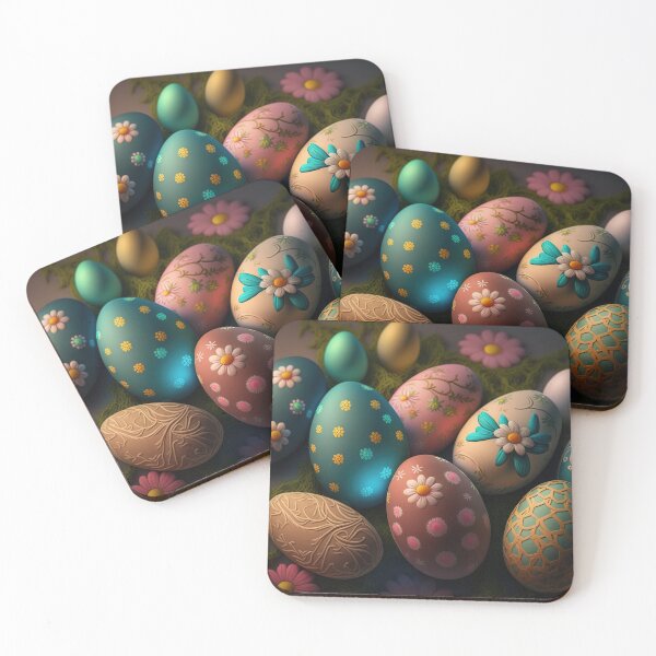 Item preview, Easter eggs with flowers pattern design, vintage colors and luminous light 4 designed and sold by jetaiart.