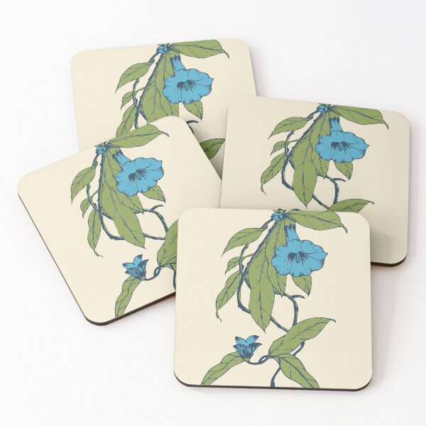 Item preview, vintage botanical garden-blue blooming flower designed and sold by UnaWu533.