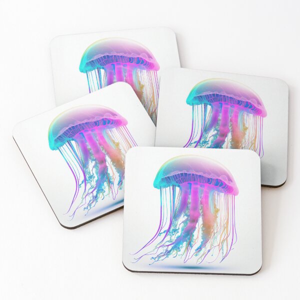 Item preview, Neon jellyfish on the white background  designed and sold by mybestpicture.