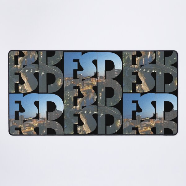 Item preview, Sioux Falls, South Dakota FSD Dusk Cityscape Repeating Pattern designed and sold by CrabbyLobster.