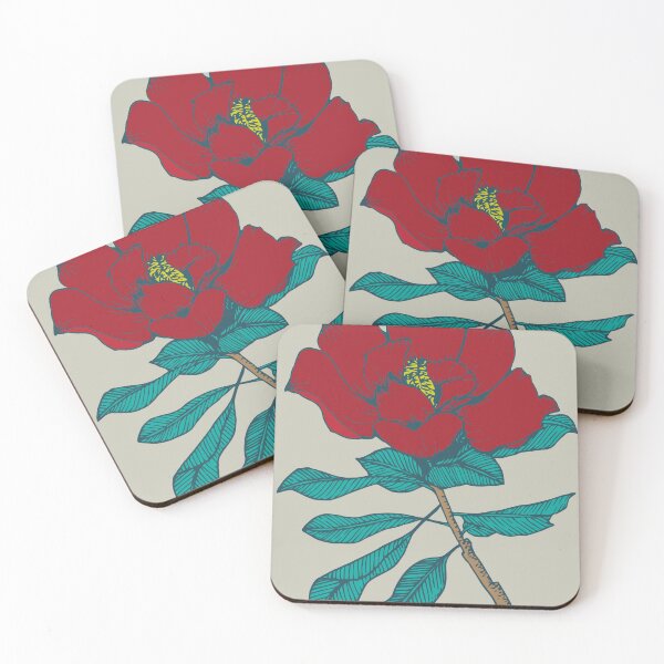 Item preview, vintage botanical garden-red blooming flower designed and sold by UnaWu533.