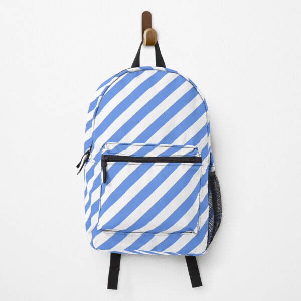 Light Blue and White Diagonal Stripes Backpack for Sale by starrylite