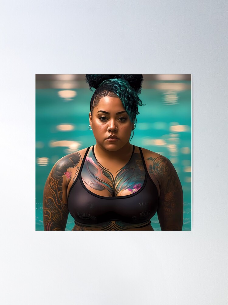 Summer Vibes, Curvy Summer, Beautiful Superwoman, Swimmer Athlete. Female  are strong. Sticker Poster for Sale by MeatLuvers