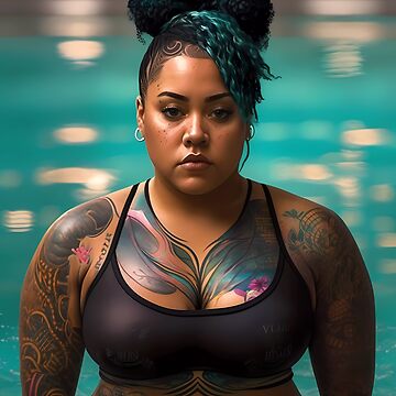 Artwork thumbnail, Summer Vibes, Curvy Summer, Beautiful Superwoman, Swimmer Athlete. Female are strong. Sticker by MeatLuvers