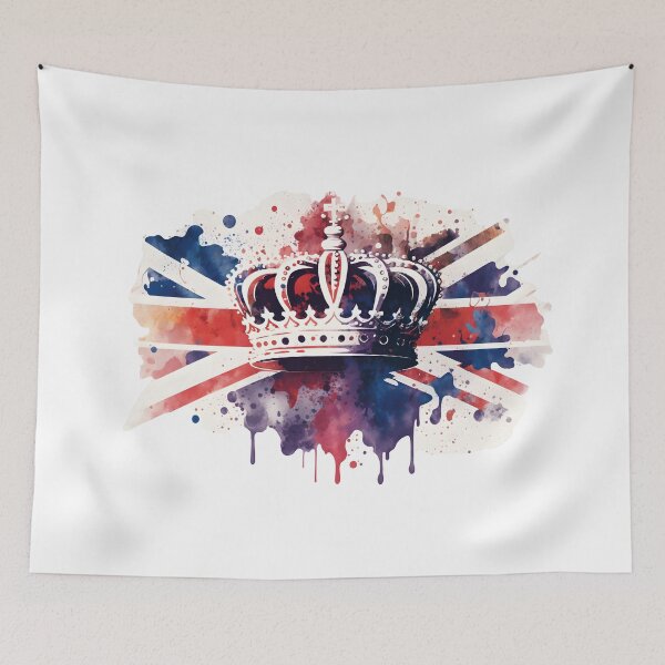 Item preview, UK Royal Crown on Great Britain flag background designed and sold by dvoevnore.