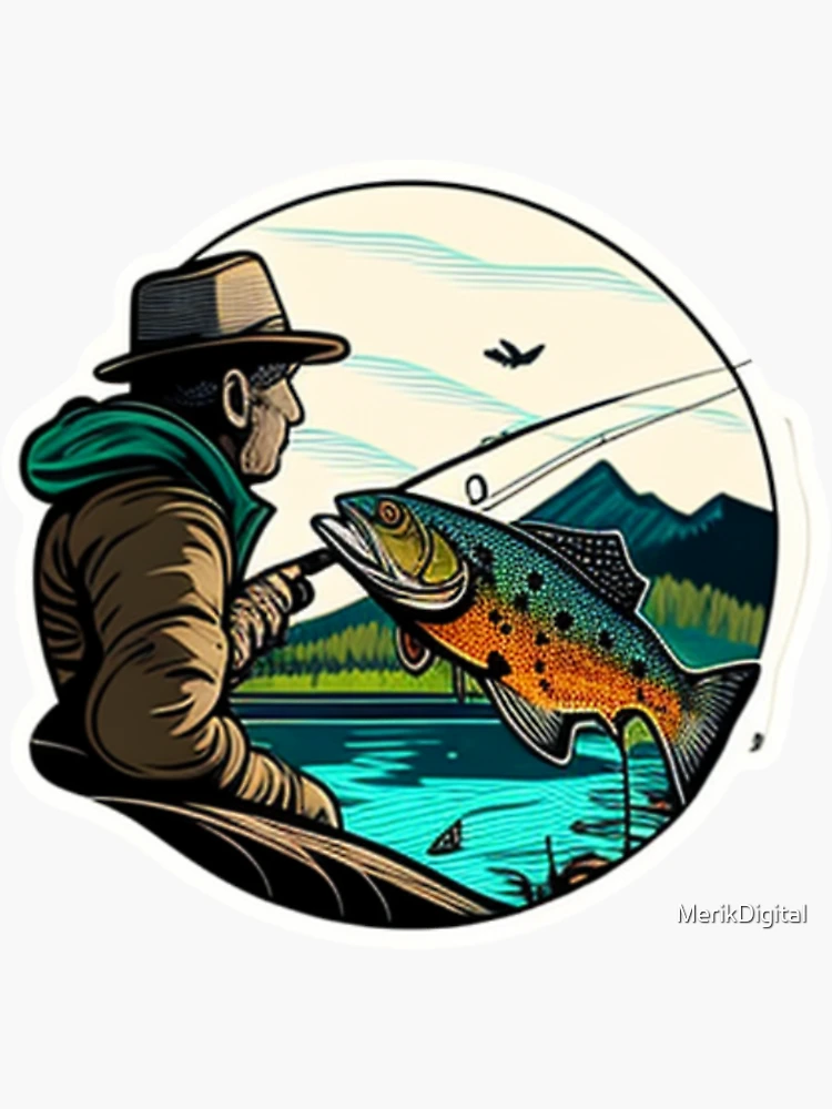 Fly Fishing Sticker Sticker for Sale by MerikDigital
