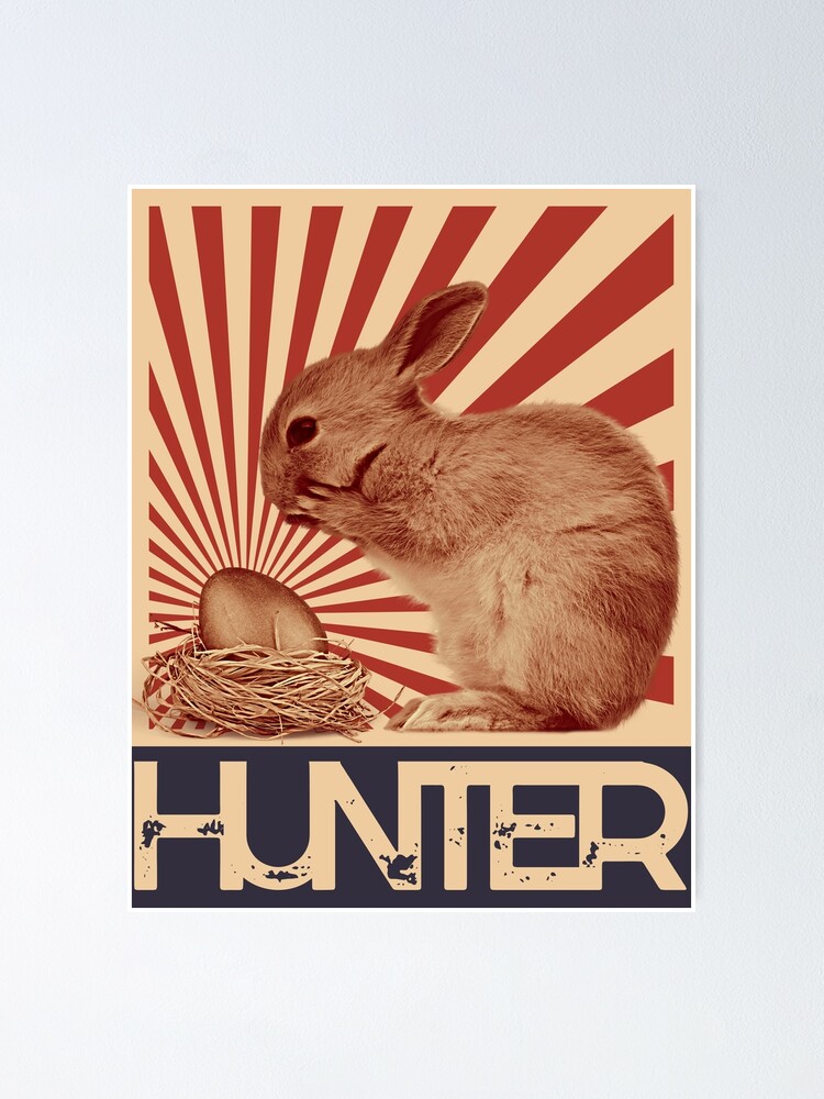 hunter lapin de p ques chasseur d oeufs r tro vintage r aliste Poster