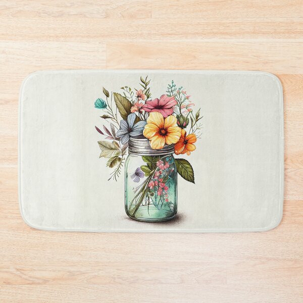 Item preview, mason jar with flowers designed and sold by Rosiere Donahue ⭐️ ⭐️ ⭐️ ⭐️ ⭐️.