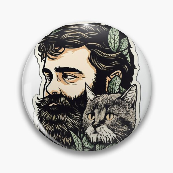 Item preview, hombre barbudo y un gato designed and sold by myuglybackpack.