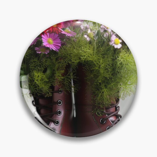 Item preview, Original poster of a pair of fashionable boots with annual flowers inside designed and sold by Bird Design.