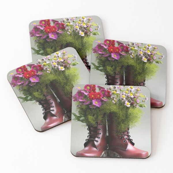 Item preview, Original poster of a pair of fashionable boots with annual flowers inside designed and sold by Bird Design.