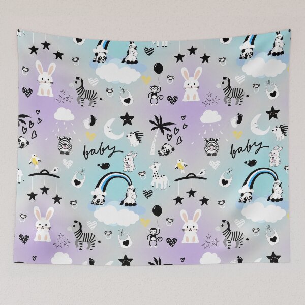 Item preview, Cute Nursery Newborn Baby Blue and Purple Pattern designed and sold by SoccaTamam.