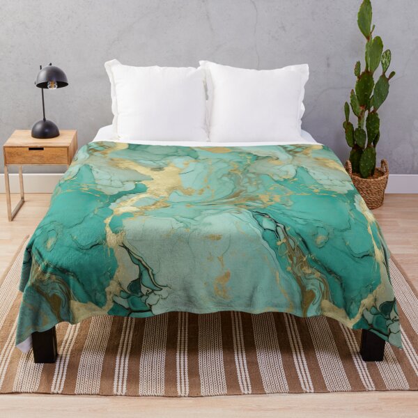 Item preview, Summer Fresh Turquoise Vibes Abstract Gold Ink Agate Painting Texture designed and sold by MysticMarble.