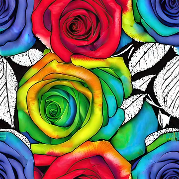 Artwork thumbnail, Colorful Mixed Roses Pattern by Bigfoot T-Shirt Co.