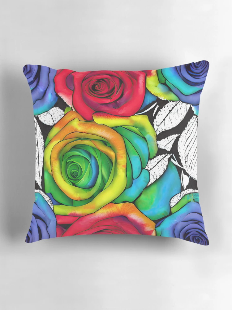 Thumbnail 3 of 4, Pillow, Colorful Mixed Roses Pattern designed and sold by Bigfoot T-Shirt Co..