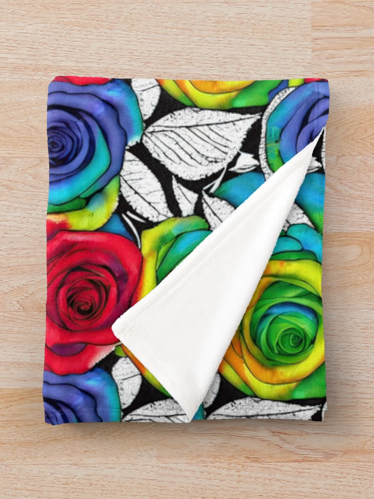 Thumbnail 3 of 6, Throw Blanket, Colorful Mixed Roses Pattern designed and sold by Bigfoot T-Shirt Co..