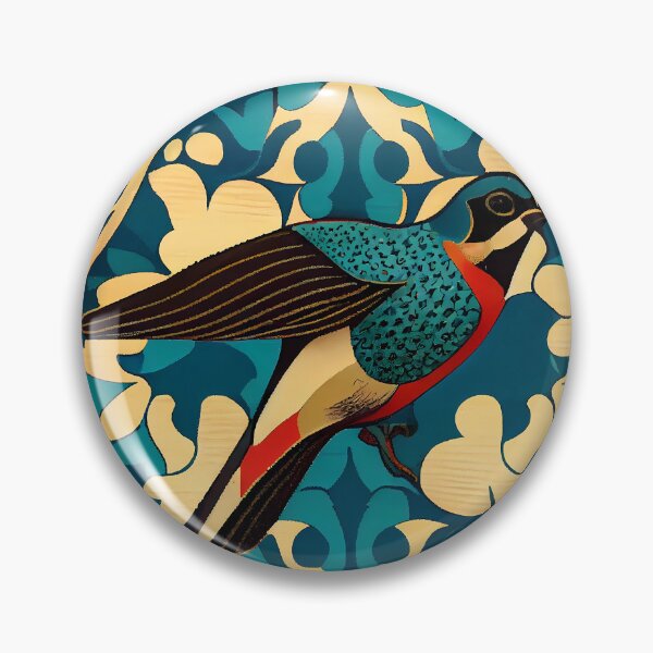 Item preview, Pattern: Complex Red Blue Yellow with Bird designed and sold by MTJ-Mushrooms.