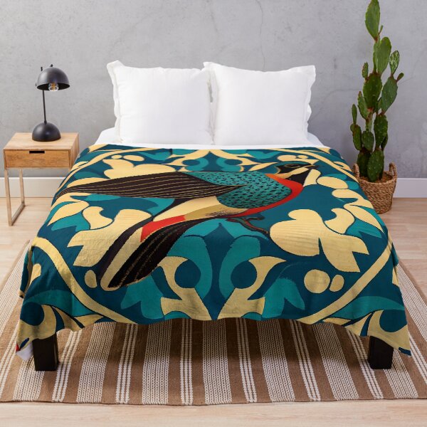 Item preview, Pattern: Complex Red Blue Yellow with Bird designed and sold by MTJ-Mushrooms.