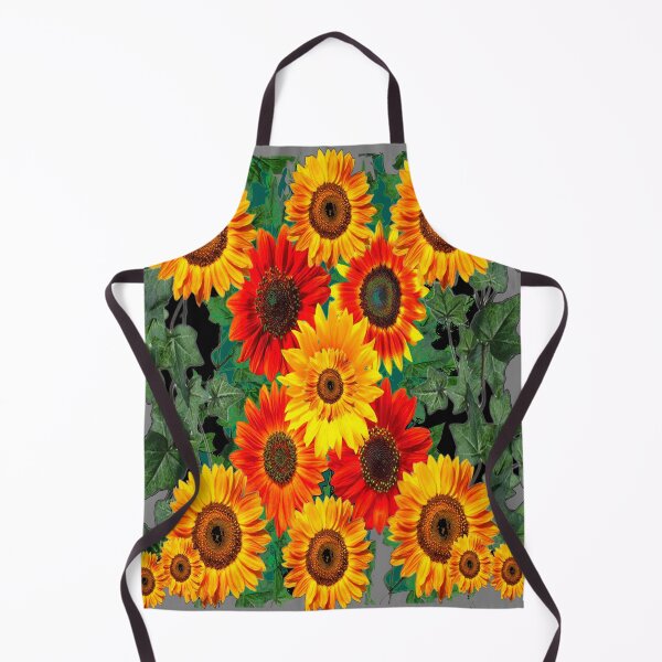 Item preview, YELLOW-RED SUNFLOWER IVY COMPOSITION GREY ART designed and sold by sharlesart.