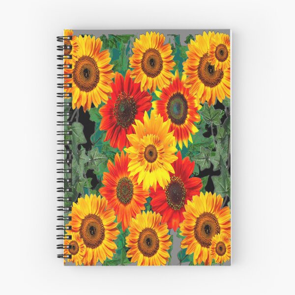 Item preview, YELLOW-RED SUNFLOWER IVY COMPOSITION GREY ART designed and sold by sharlesart.