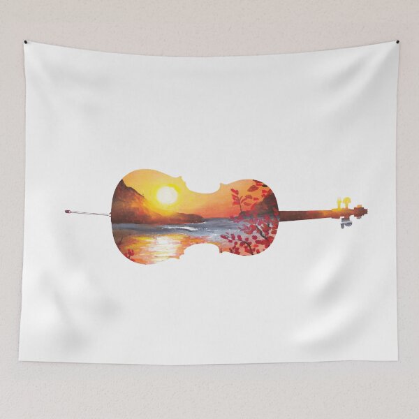 Item preview, Cello sunset - white background designed and sold by piesdesignart.