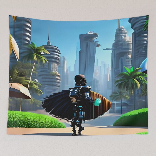 Item preview, robot in a futuristic city designed and sold by redstar-design.