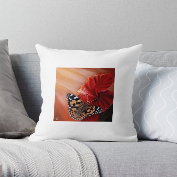 Summer butterfly on flower Throw Pillow