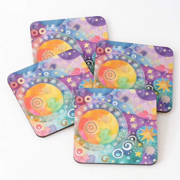 Item preview, Ethereal Whimsical Fantasy Aesthetic Stars Planets Colorful Watercolor designed and sold by creative321.