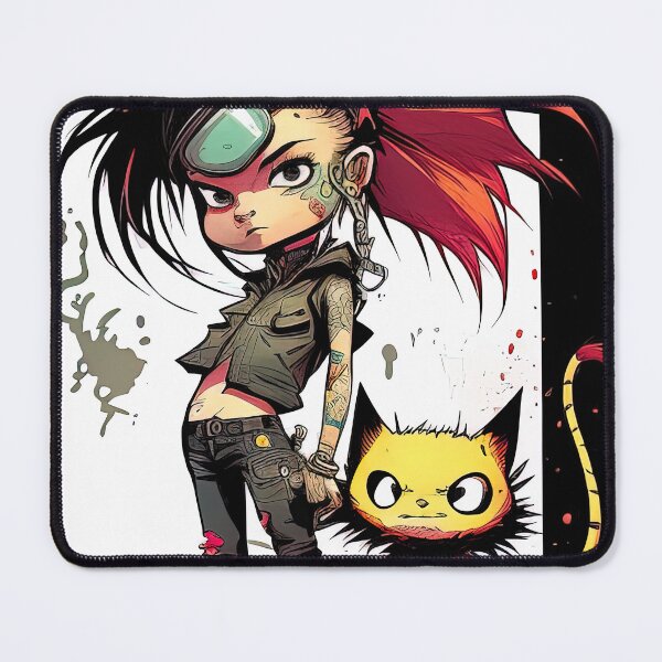 Item preview, Cartoon style punk girl with her cat designed and sold by RK - Shop.