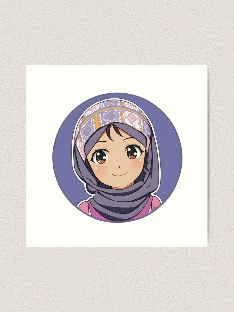 Pretty woman wear hijab, hero, smile, anime version