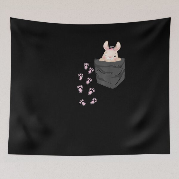 Item preview, Easter Cute Bunny in Shirt Pocket Tee Rabbit Footprints designed and sold by ArtMuni99.