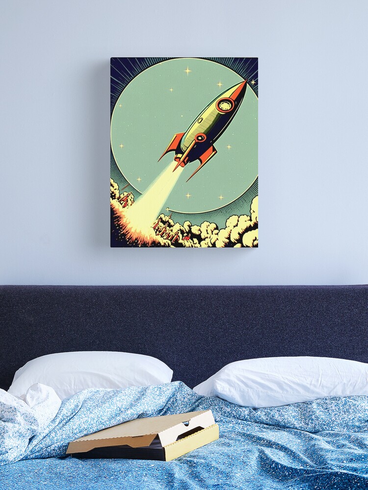 Rocket Ship Artwork, Spaceship Wall Art, Kids Room Decor