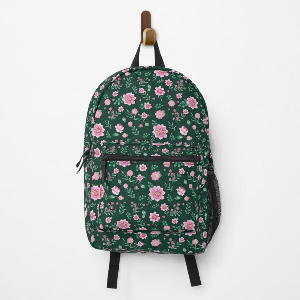 Item preview, Forest Green Background with Pink Posies designed and sold by OpenED360.