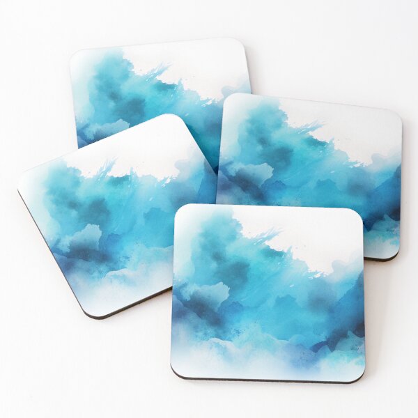 Item preview, Ocean Sea ombre watercolor blue turquoise teal waves painting artwork designed and sold by adlydesigns.