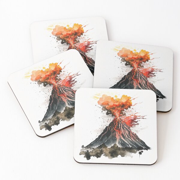 Item preview, volcano watercolor designed and sold by shokA Design.