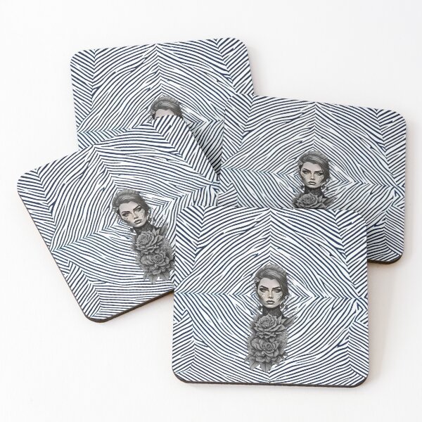 Item preview,  Floral Tattoo Design of a Woman in Lines Illusion  designed and sold by TatooIllusion.
