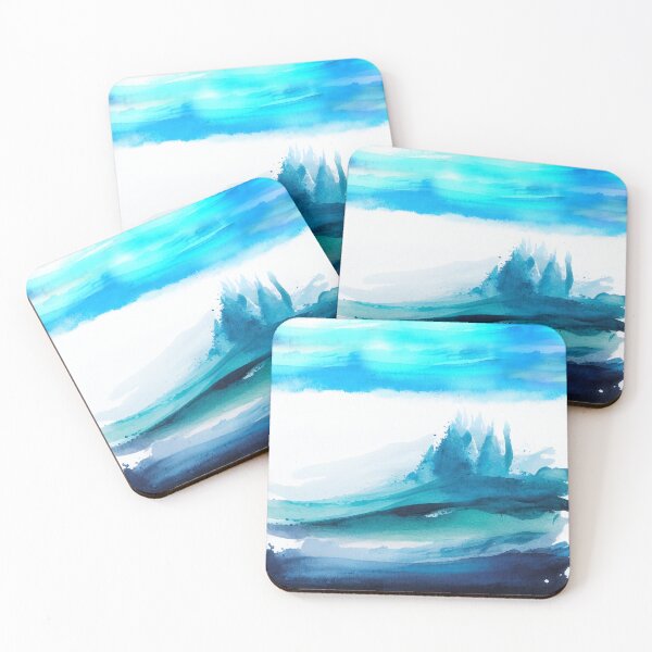 Item preview, Ocean Sea ombre watercolor blue turquoise teal waves painting artwork designed and sold by adlydesigns.