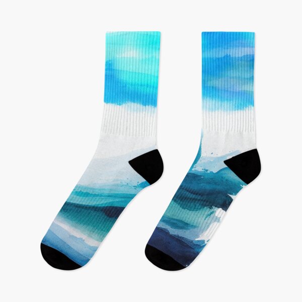 Item preview, Ocean Sea ombre watercolor blue turquoise teal waves painting artwork designed and sold by adlydesigns.