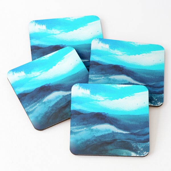 Item preview, Ocean Sea waves watercolor blue turquoise teal waves painting artwork abstract designed and sold by adlydesigns.