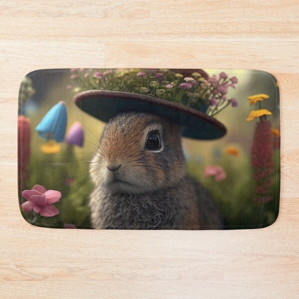 Item preview, Baby Bunny Adorned with Top Hat Surrounded by Flowers designed and sold by Expressive Vision.
