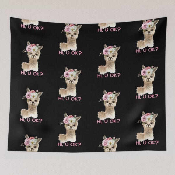 Item preview, Hi, U Ok? Cute Funny Llama flowers Joke designed and sold by Mimielitas-Shop.
