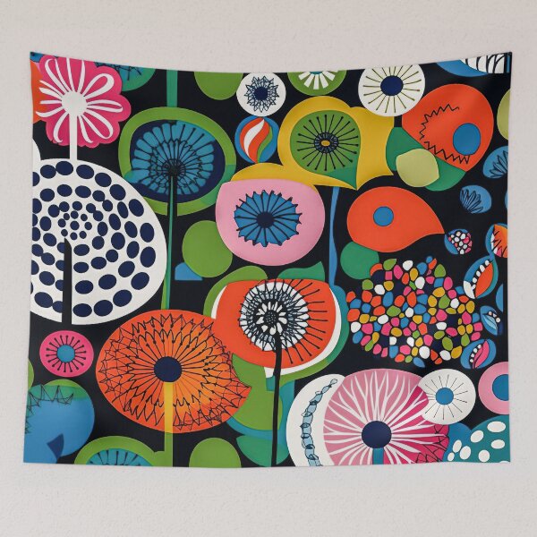 Item preview, Colorful floral pattern wallpaper fabric ornament Spring Cheerful designed and sold by goldufeenstaub.