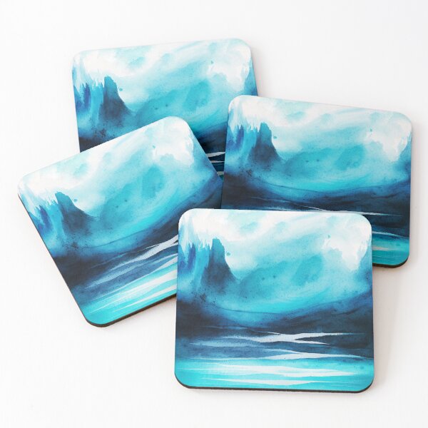 Item preview, Ocean Sea waves watercolor blue turquoise teal waves painting artwork abstract designed and sold by adlydesigns.
